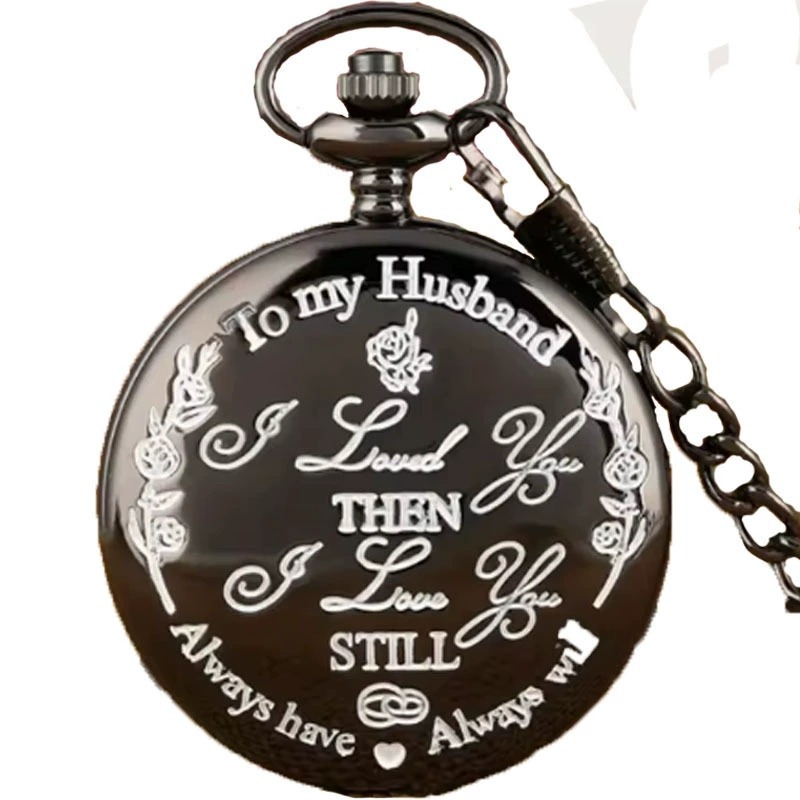 In-Stock to My Husband Engraved Vintage Quartz Pocket Watch Pendant Vintage Pocket Watch