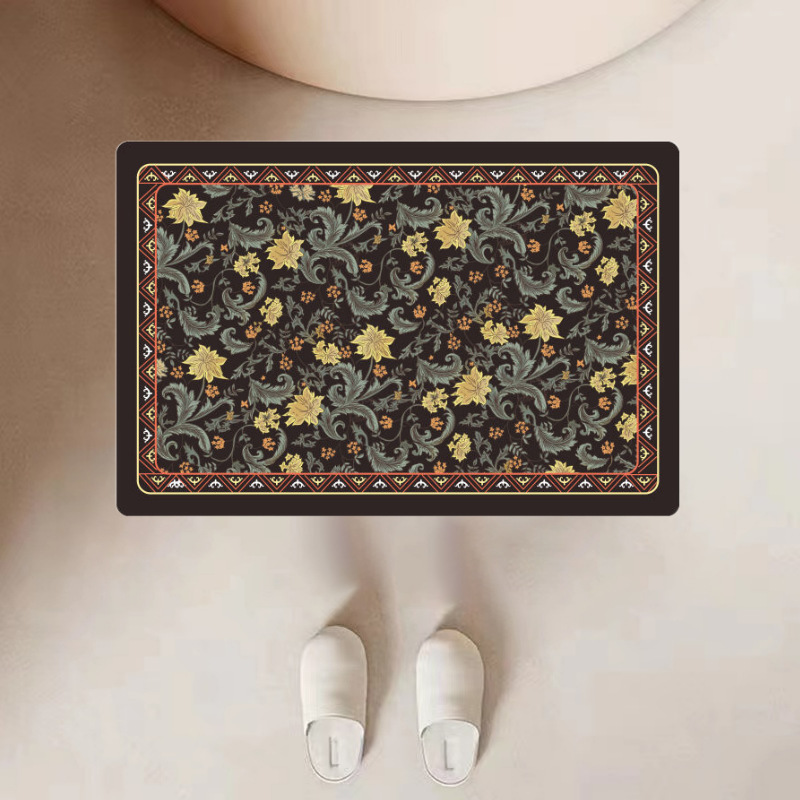 Pastoral ins Style Diatom Mud Mat American Flower Toilet Door Mat Bathroom Shower Room Absorbent Non-Slip Foot Mat