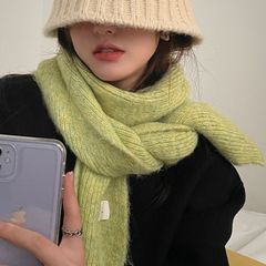 冬用スカーフ レディース 卵型マーク 無地 ウール混紡 ネックウォーマー 韓国風 エレガント ニット 柔らか おしゃれ トレンド