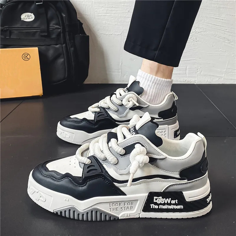 Plus 2024 New Special Casual Sports Shoes Men's Thick Sole Height Increasing Leather Surface Size 46 Sneakers_voghion.com