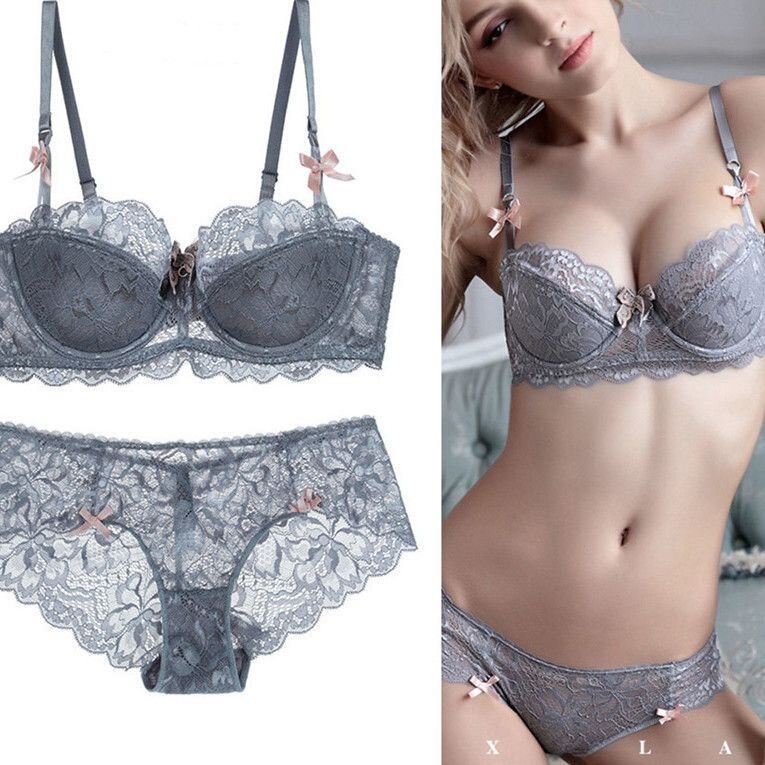 Ultra-Thin Sexy Lace Half-Cup Bra with Underwire, Lightweight New Style Bra Set with Adjustable Push-Up Features Ultra-Thin Sexy Lace Half-Cup Bra with Underwire, Lightweight New Style Bra Set with Adjustable Push-Up Features