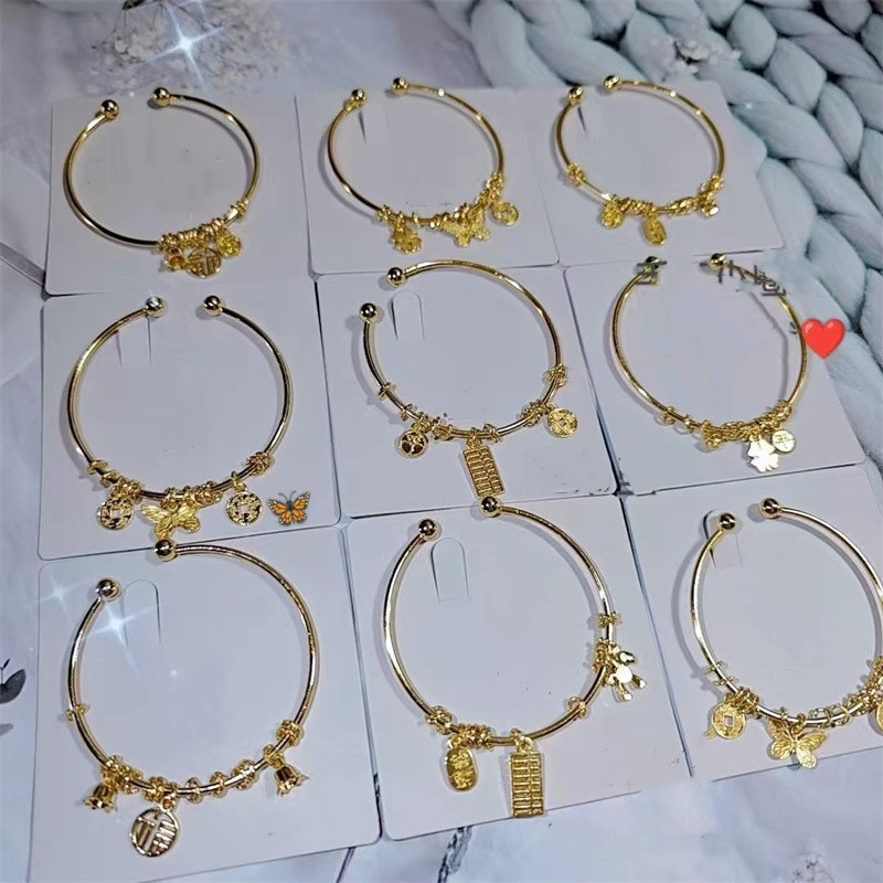 New alloy bracelet golden silver ring girl student bracelet little girl bracelet 2 yuan shop jewelry wholesale
