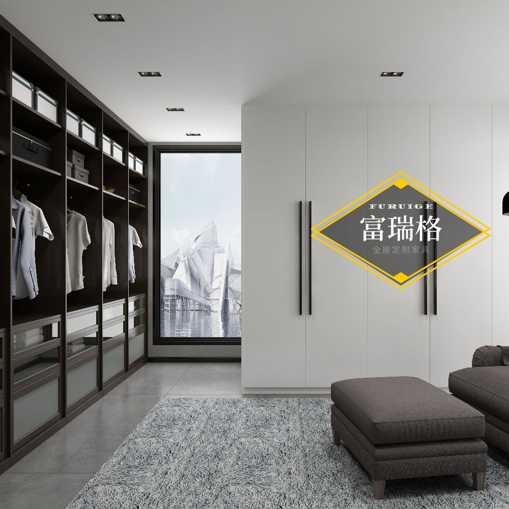 富瑞格全屋定制家具衣柜定做卧室家具定制衣柜平开门阻力衣柜批发|ru