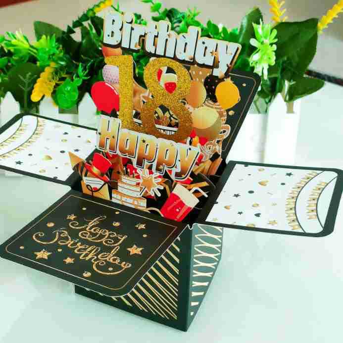 New 2024 Cross-border Birthday 3D Pop-up Box with Age Numbers 18, 30, 40, 50