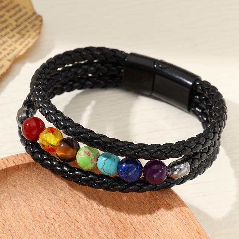 All Seasons Season Men's Gender Retro Punk Solid Color Pu Leather Alloy Plating Men's Bangle Men Cord & Leather Bracelets