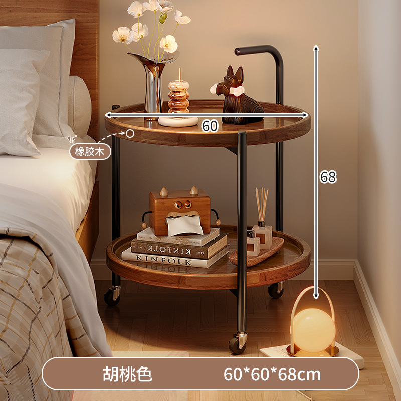 Estante de cabecera de la cama mesa redonda pequeña mesilla de té móvil pequeña mesilla de cama simple sofá de sala de estar pequeño mesilla lateral