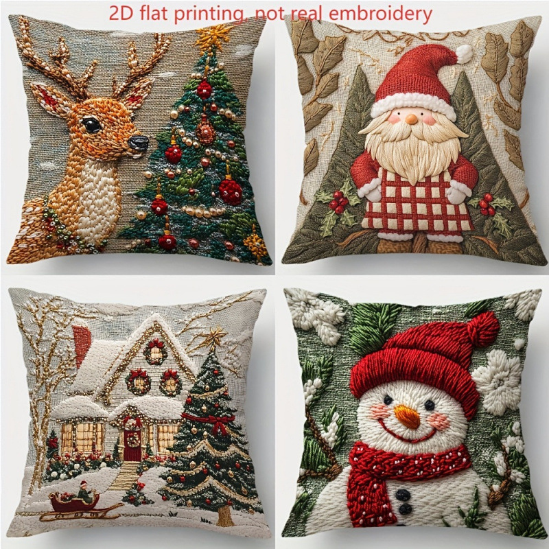 Navidad encontrada explosión abrazo funda de almohada festivales conejo alce decoración sofá atmósfera sensación de lino funda de cojín al por mayor image 3