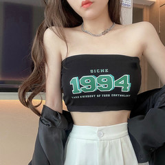 New Stylish Short-Sleeve Off-the-Shoulder Bralette with Underwire for Teen Girls, Outerwear Wrap Tank Top, Hong Kong Style Versatile Top