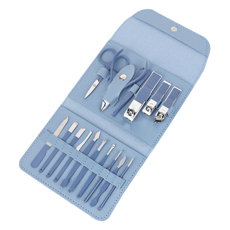 16 piece set Matcha green nail clippers home manicure beauty tongs nail clippers set folding bag beauty nail tools