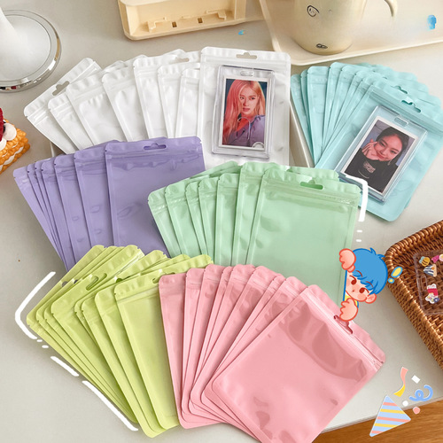 Macaron-colored self-sealing plastic bag with thickened transparent bone-shaped storage sealable bag for makeup brush packaging bag