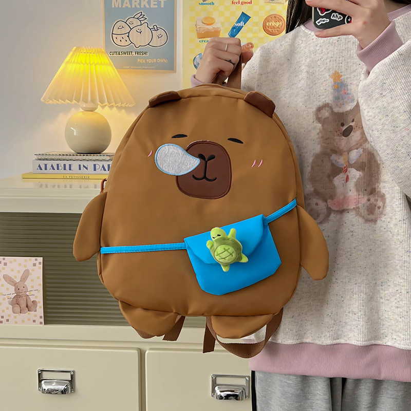Hombres y niñas en línea, mochilas Kapibara, mochilas para niños de gran capacidad, mochilas para niños de dibujos animados lindas