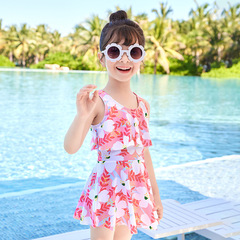Children's swimsuit girls 2023 new summer girls' one-piece small and medium-sized children's princess floral swimming beach skirt equipment