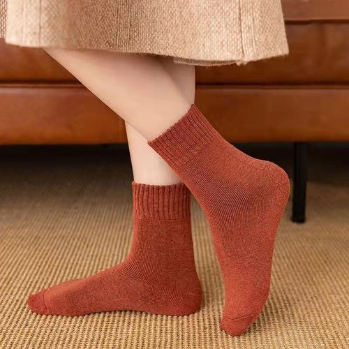Children's crew sock winter and autumn long wool sock with thick and fluffy terry socks, wholesale warm floor warming towel socks