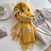 Double-sided cashmere, demi-season keep warm scarf for beloved, universal advanced long colored cloak, high-quality style, mid-length