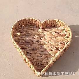 新款手工编织收纳篮桌面杂物零食托盘家居水果面包馒头储物篮