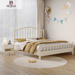 Pure Solid Wood Windsor Bed Cream Wind 1.2 m Princess Children's Girls Modern Simple White 1.5 m Single 1.8m