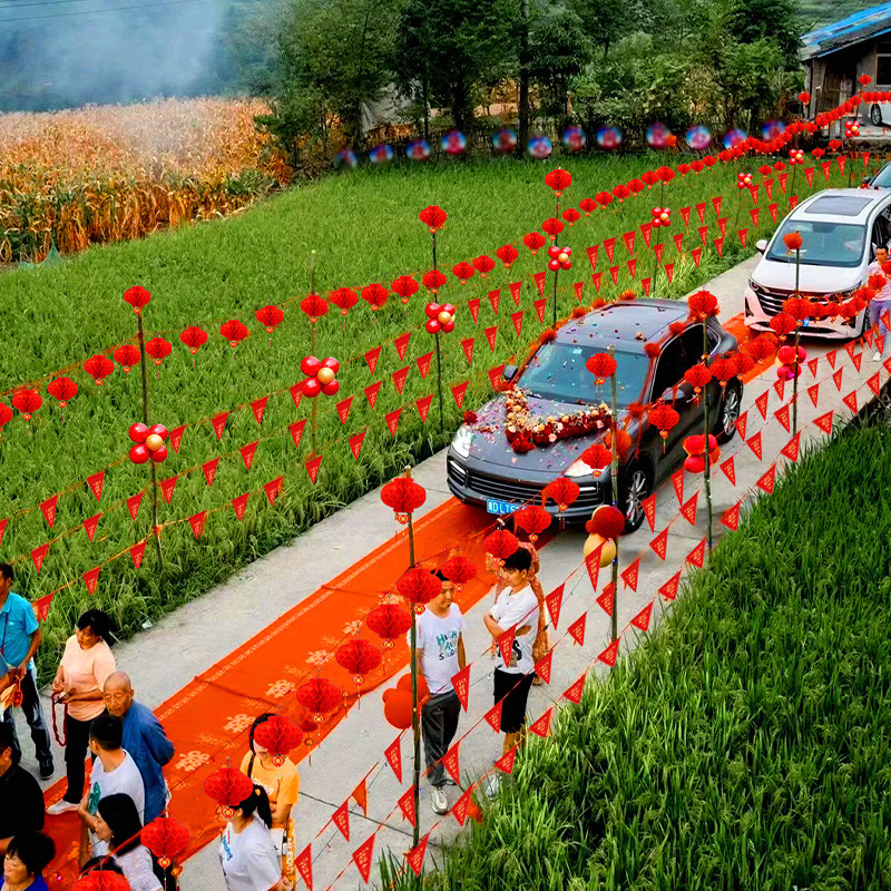 結婚式の道路ガイド田舎の路肩シーンの装飾風車ランタンカラフルな旗結婚式のウェルカムヤード結婚式の部屋用品|undefined