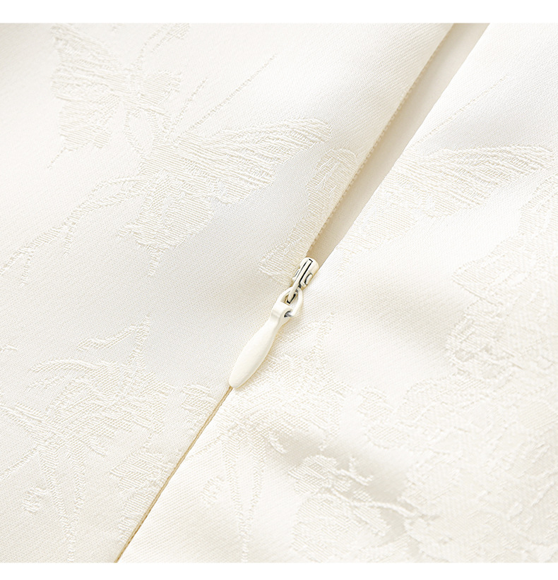 Đầm maxi nữ thắt eo phong cách sườn xám cổ điển, họa tiết phù điêu jacquard phương Đông — Màu xanh lá chi tiết 20