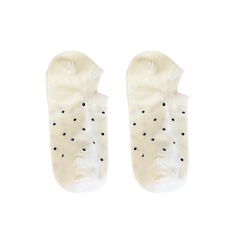 Calcetines Zhuji para mujer, calcetines de barco de lunares, calcetines finos de primavera y verano para mujer, calcetines antibacterianos y desodorantes, calcetines de mujer deshuesados de todo fósforo