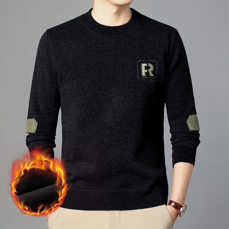 Winter-Pullover aus Samt und dickem Samt mit Rundhalsausschnitt, Herren-Jugendmode, Applikation, Herren-Strickwaren_voghion.com