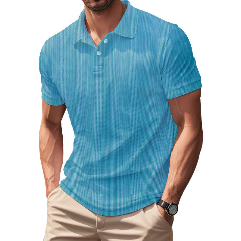 Camisas de polo europeas y americanas transfronterizas de verano de golf masculinas sueltas con solapas transpirables, mangas cortas