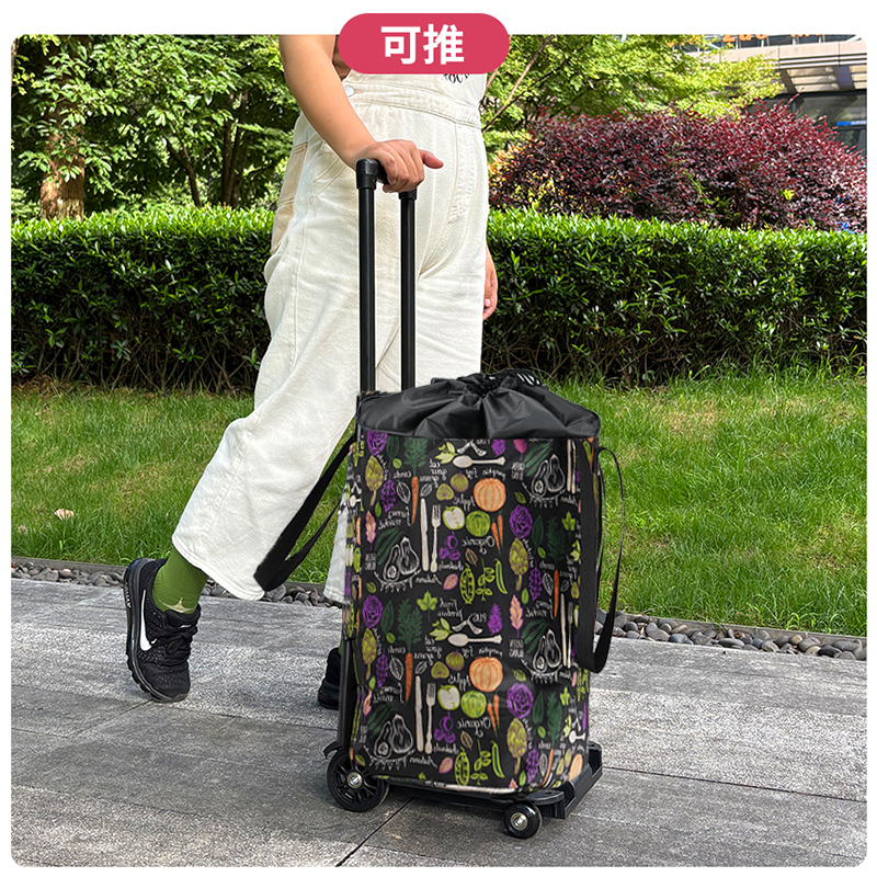 ♔ Upgraded 4-Wheel Telescopic Folding Shopping Cart for Home Use, Portable Grocery Cart with Swivel Wheels, Small Trolley