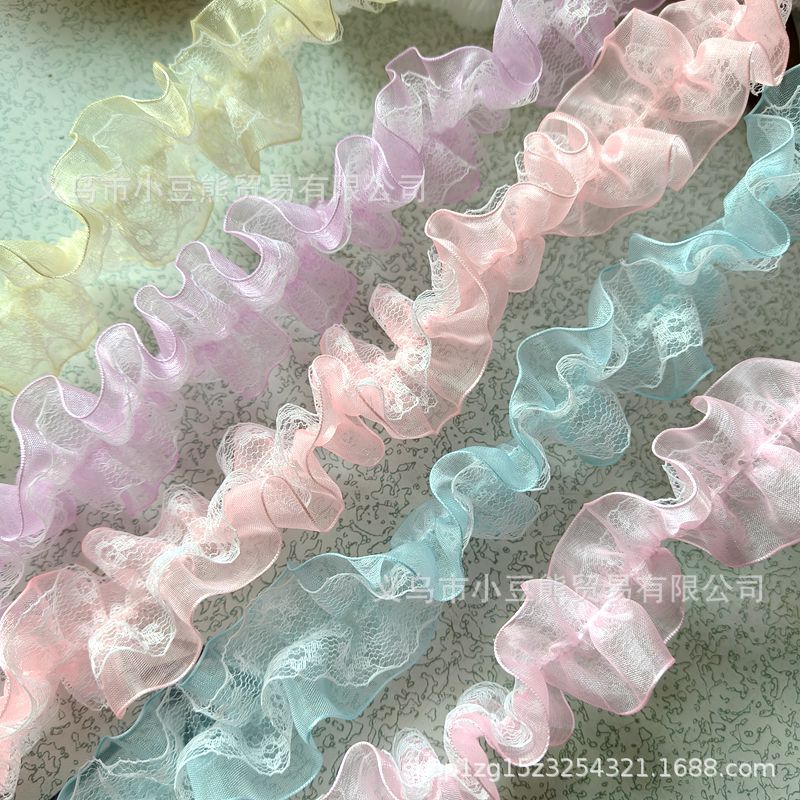 Lace Double-Layered Embellishments, Decorative Ribbons, Headwear, Clothing Accessories, Ruffled Edges, Lolita Skirt Hem, Leafy Edges