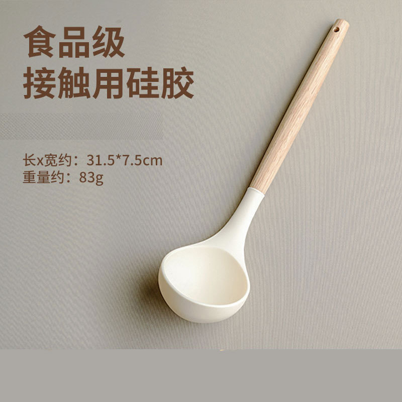 メーカー卸売り木柄白色無粘着鍋シリカゲルシャベル耐高温シリカゲルシャベルスプーン調理器具セット|undefined