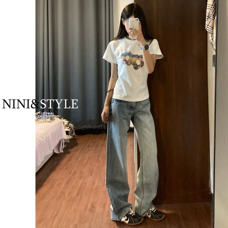 Straight-Leg Jeans for Women 2026 New Style Slim Fit Summer High-Waisted Loose Narrow Straight Pants for Women Slimming Pants Women's Style Straight-Leg Jeans for Women 2026 New Style Slim Fit Summer High-Waisted Loose Narrow Straight Pants for Women Slimming Pants Women's Style