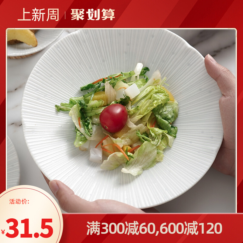 TQUI美浓烧日系简约青白釉陶瓷盘子碗碟餐具家用大盘进口水果盘