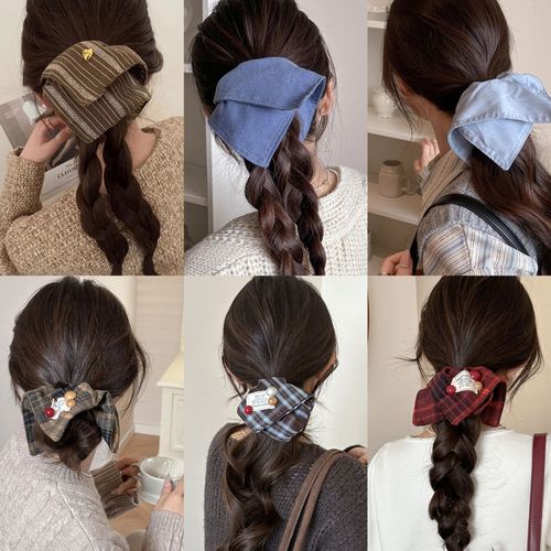 Korean-style fabric square scarf large intestine hair tie women's headband high-end extra large round headband hair tie hair accessory head accessory