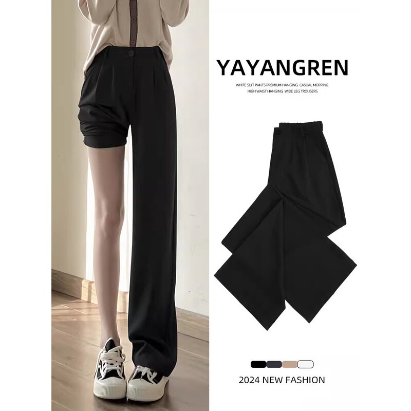 Black Women's Suit Pants for Summer, Professional Formal Wear, Wide-Leg, High-Waisted, Drapey, Straight-Leg Work Trousers Black Women's Suit Pants for Summer, Professional Formal Wear, Wide-Leg, High-Waisted, Drapey, Straight-Leg Work Trousers