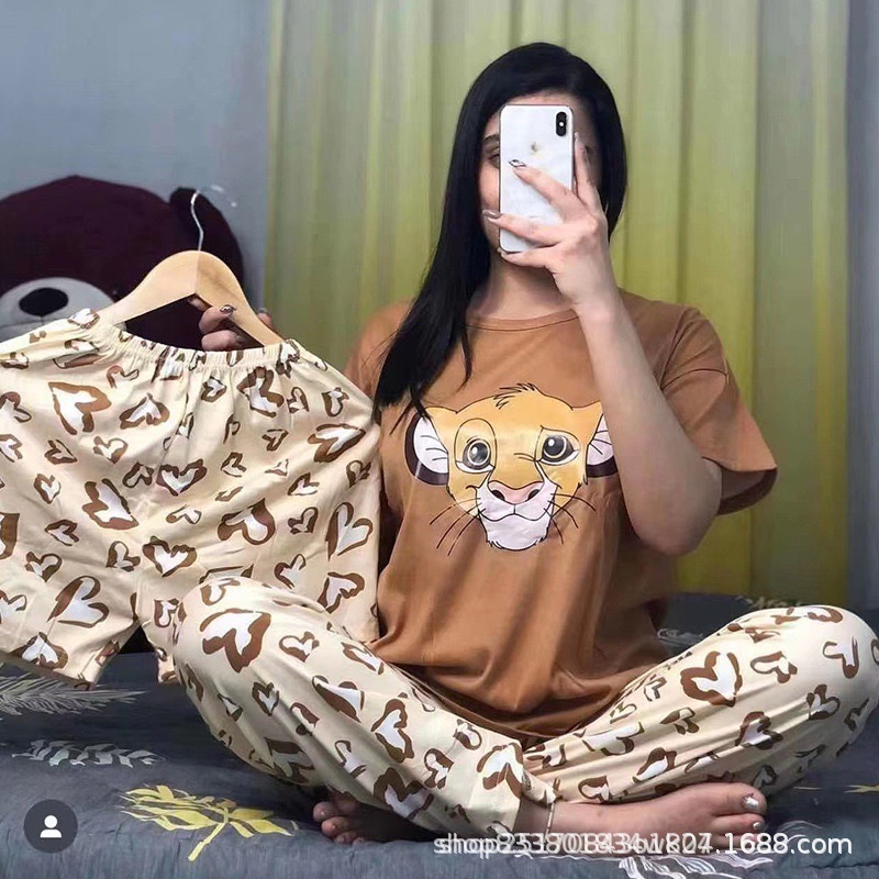 Pijamas transfronterizos de leche de verano pantalones de manga corta tres piezas de dibujos animados lindos ropa de hogar de comercio exterior de labu