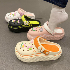 Super thick-soled Croc Shoes for women, 2023 new anti-slip muffin heightening Baotou beach sandals, summer slippers