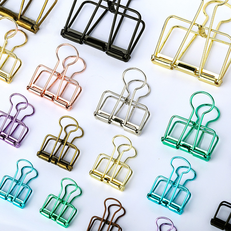 Creative Metal Color Folders,Stationery,Receipts,Notebook Clips,Dazzling Color Electroplating Hollow Folders