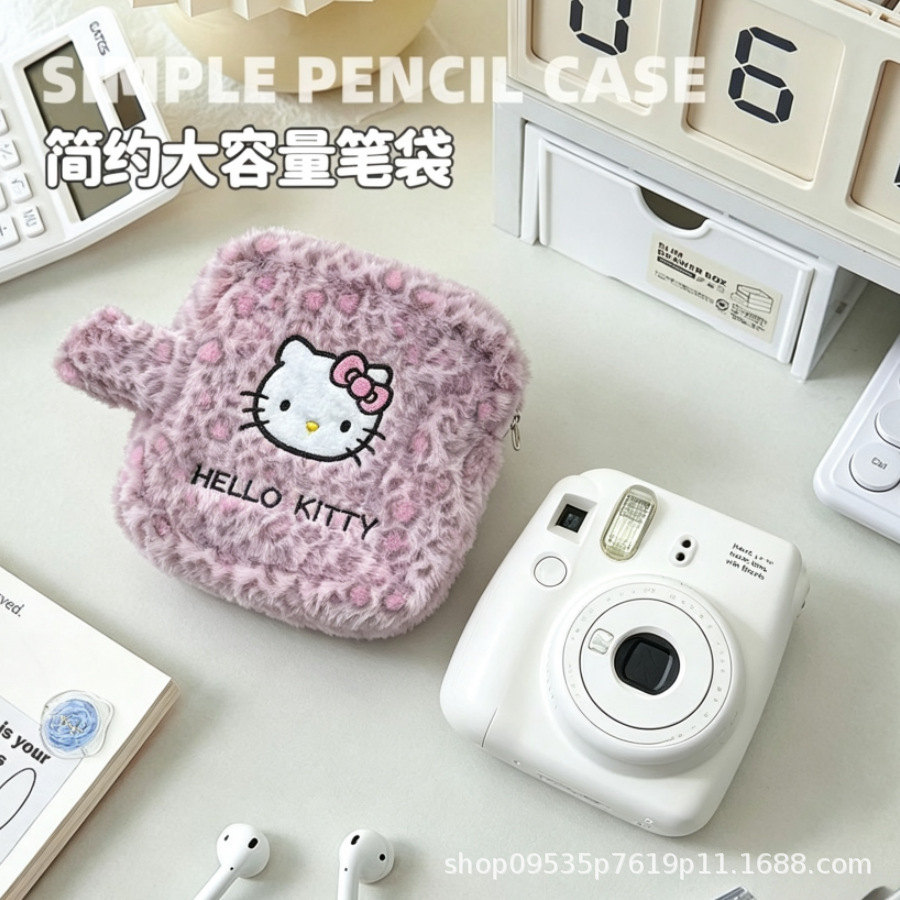 2026 New Korean Style Leopard Print Instant Camera Bag, Large Capacity, Cute Portable Travel Storage Bag for Girls