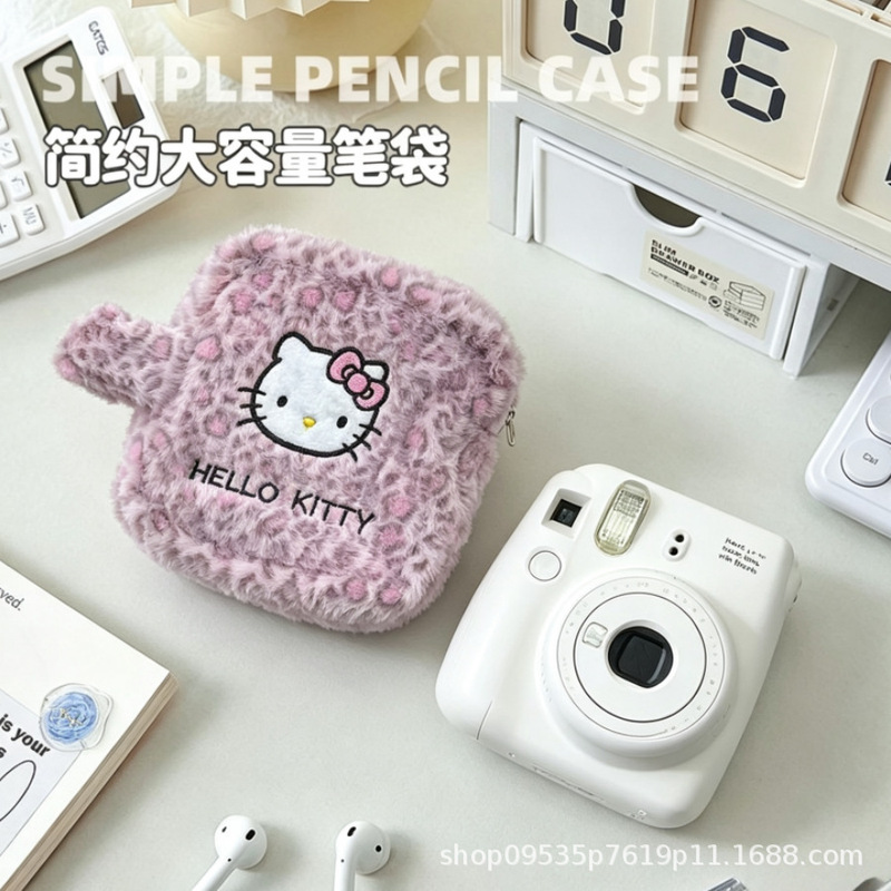 2026 New Korean Style Leopard Print Instant Camera Bag, Large Capacity, Cute Portable Travel Storage Bag for Girls