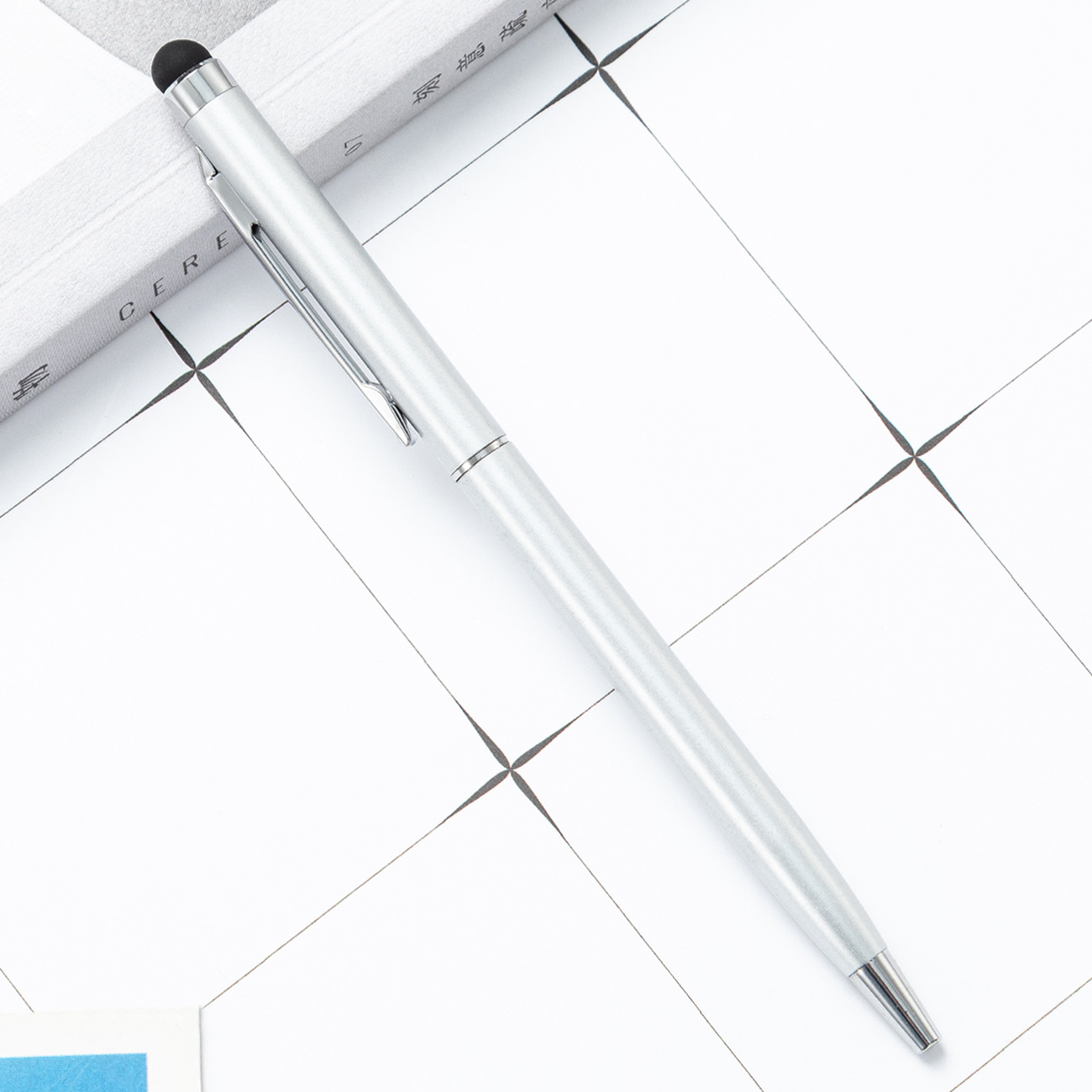 Metal pluma capacitiva varilla de aluminio cabeza de pantalla táctil teléfono móvil táctil bolígrafo de doble propósito regalo táctil pluma al por mayor