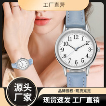 跨境新款简约数字时尚女性石英表小巧皮带女士腕表手表女表批发