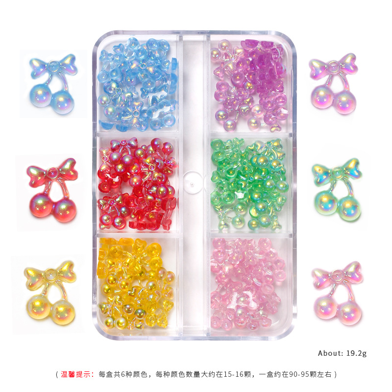 Nueva celebridad en línea transfronteriza ins estilo 6 cuadrícula Aurora color caramelo en caja joyería pequeña cereza pequeña diamante redondo rosa joyería