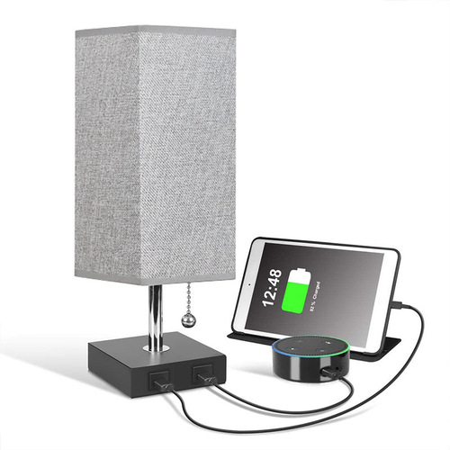 Amazon AliExpress USB mobile phone charging fabric table lamp living room bedroom bedside lamp 110V European standard lamp