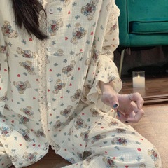 【1545人コレクション】かわいいベアーパジャマ女子春秋新長袖レースins日系アニメ学生