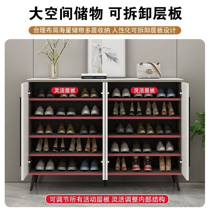 实木岩板鞋柜家用门口阳台大容量现代轻奢加宽台面走廊入户门鞋柜|undefined