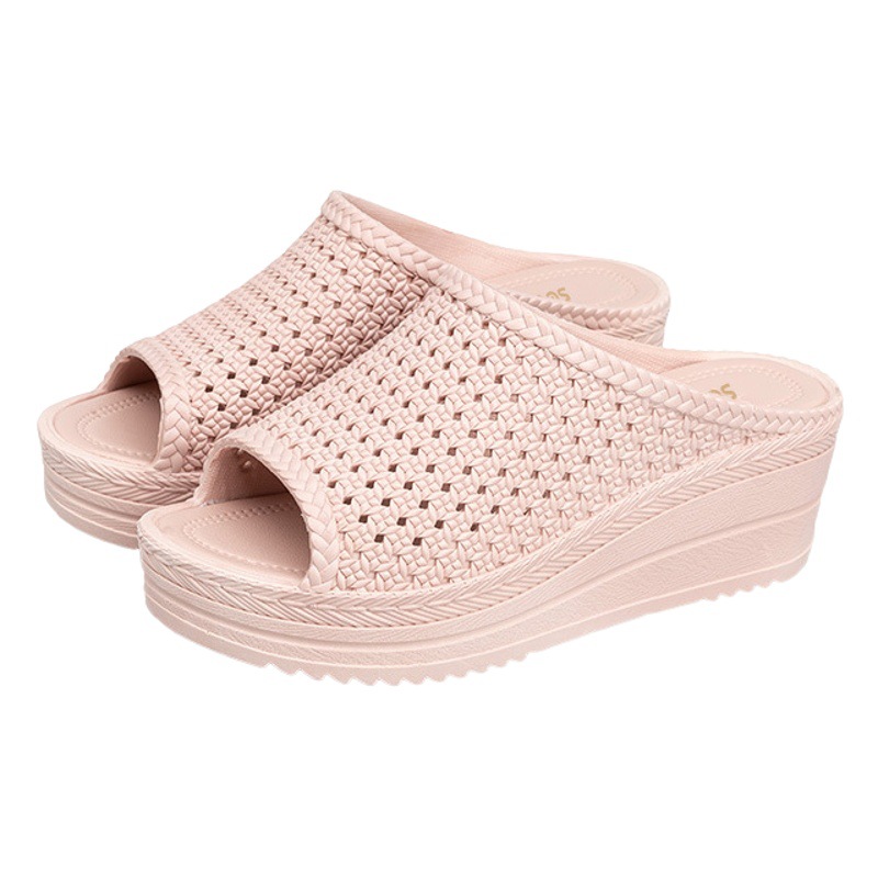 Verano de las mujeres plataforma cuña moda al aire libre playa zapatos malla hueco zapatillas Comercio Exterior por mayor