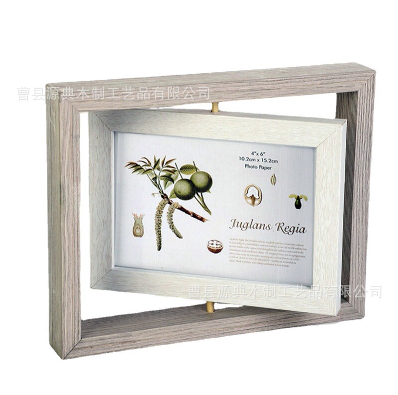 Cross-border Creative Wooden Double-sided Rotating Photo Frame Wedding Dress Couple Photo Multi-purpose Photo Table Desktop Display Frame