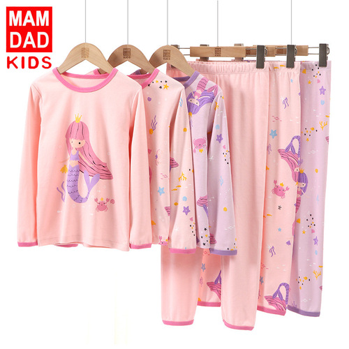 Children's Autumn Clothes and Autumn Pants Set New Cotton Class A Underwear Set Boys and Girls Home Clothing New Style