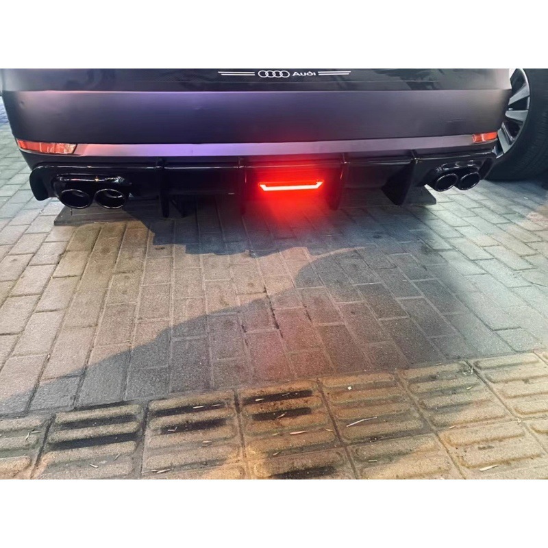 Suitable for Audi 171819 A4L/S4 Modified Rear Lip with Lights, Four Tail Pipes, Horizontal Lights, Tail Lip, Standard Sports Version