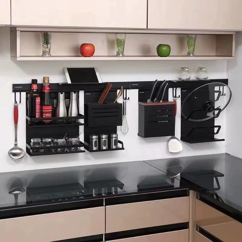 Yonghong manufacturing aluminum alloy detachable double layer spice rack with wall mounting rod