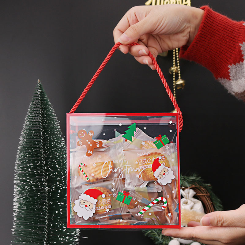 雪花酥包装礼盒创意牛轧糖曲奇饼干喜糖果透明塑料手提盒子