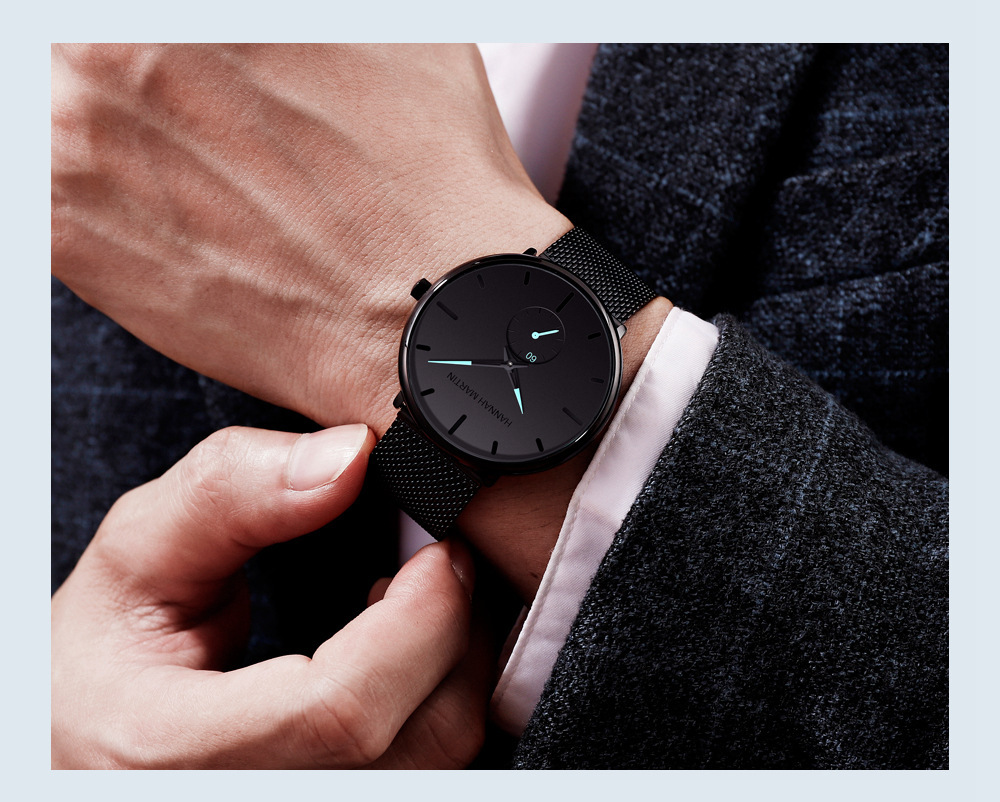 Popular  Men's Trendy Men's Fashion Casual Watch Small Second Hand Steel Mesh with Quartz Watch_voghion.com